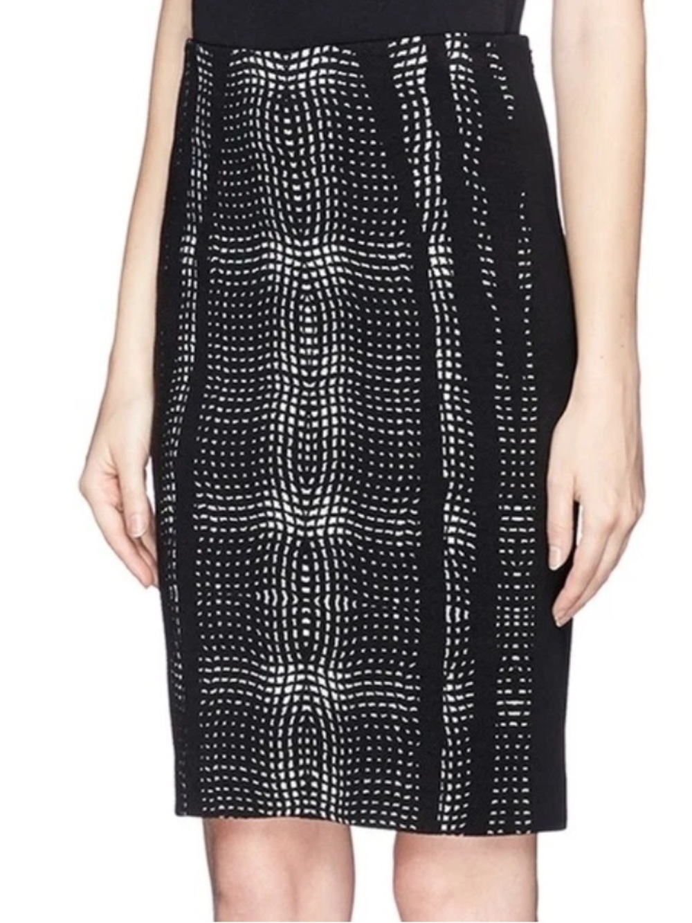 Diane Von Furstenberg PANEL MARTA Pencil Skirt Size 8 Black White Office Career